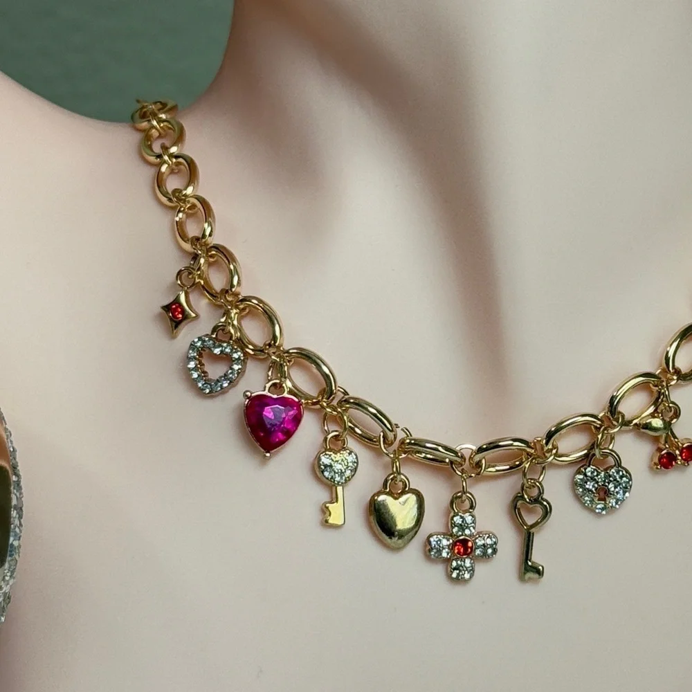 ⚜️💕 Gold Charm Necklace with Charms